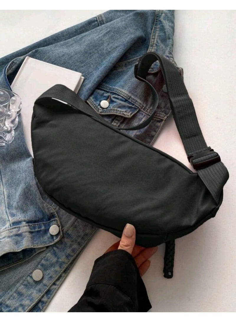 Shein Women's Solid Color Nylon Casual Fanny Pack With Multiple Pockets And Compartments For Outdoor Sports, Crossbody Chest Bag - Image 3